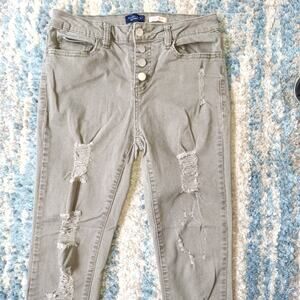 Angel Kiss Ankle Skinny Dark Tan Distressed Jeans sz9 GUC
